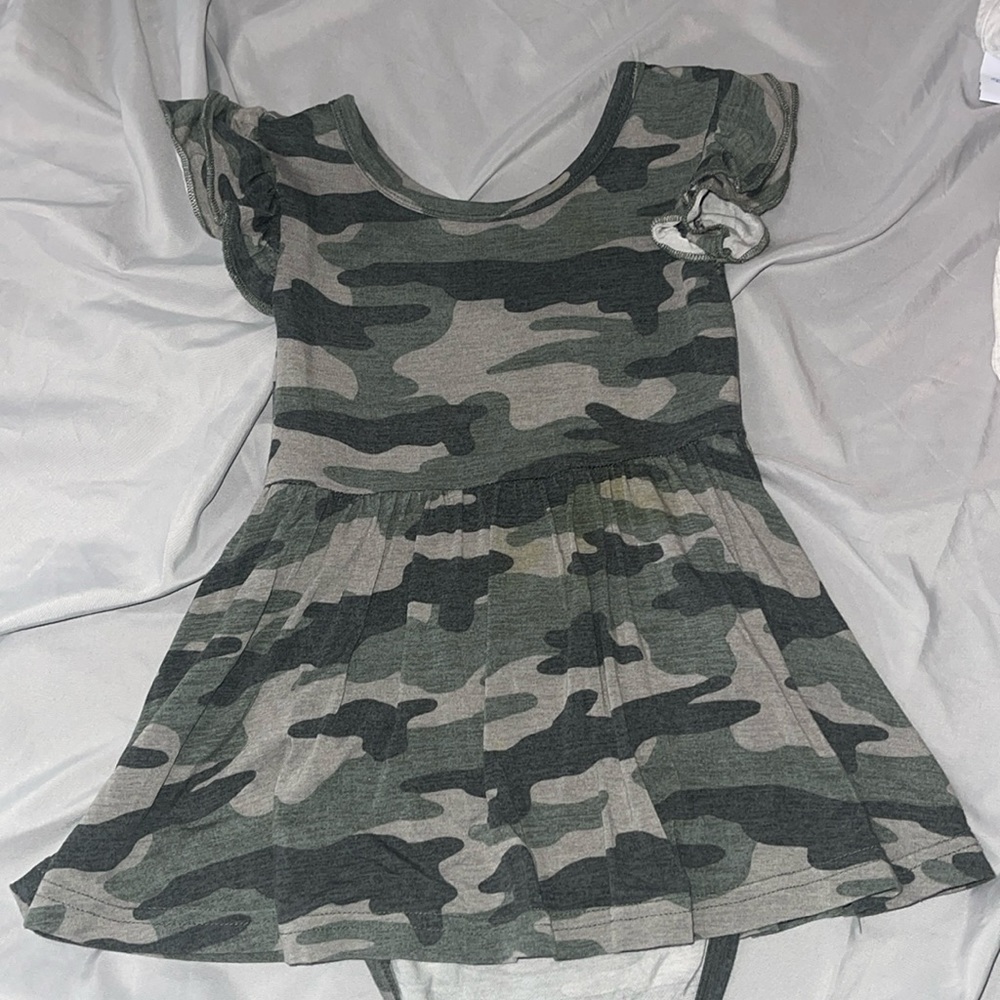 little sleepies bamboo twirling dress w/ bodysuit size 18-24 m camo print